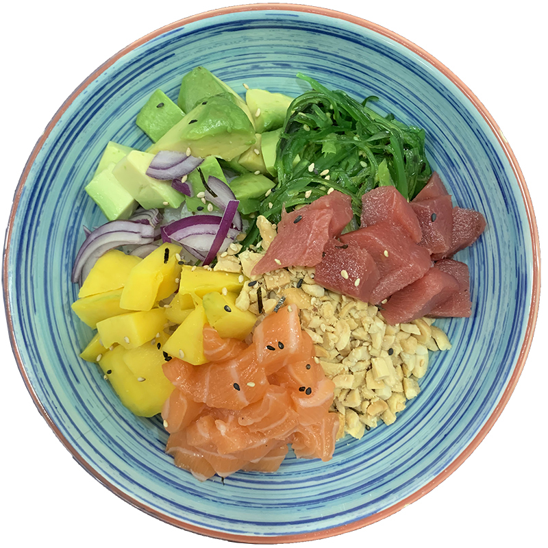 poke mixto salmon atun