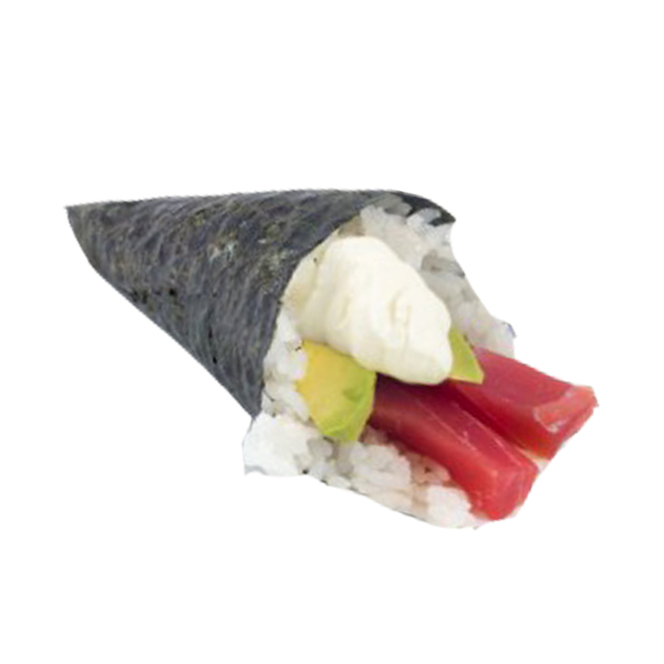 Temaki atún con aguacate y queso