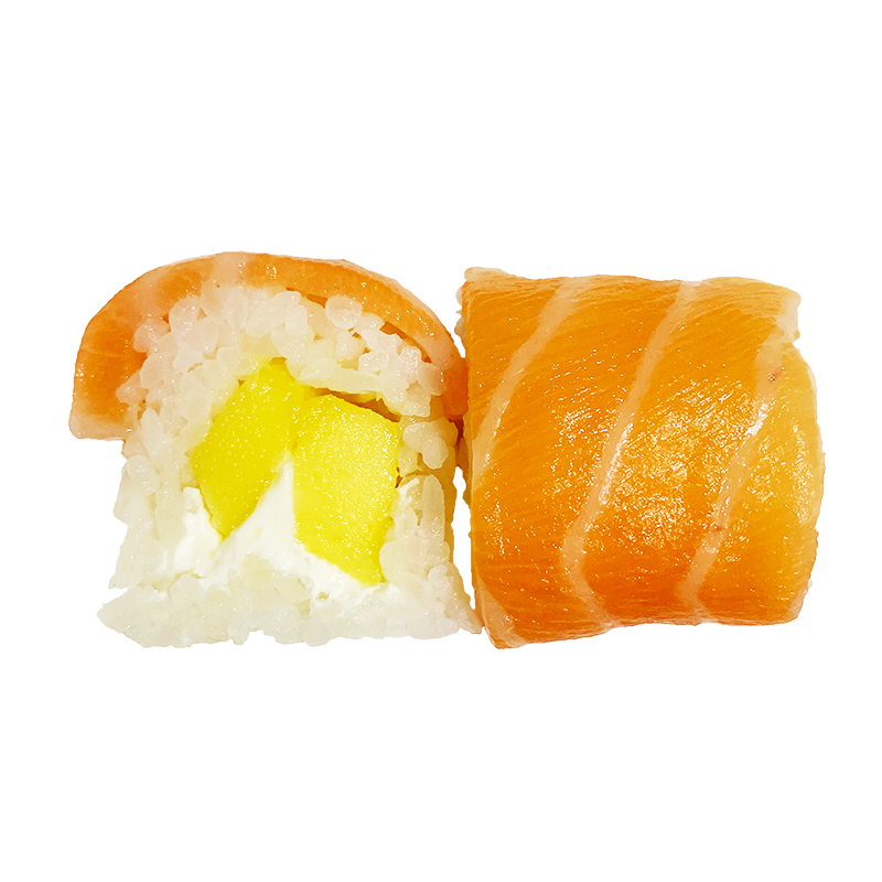 (Roll sin alga)Roll in salmon cheese mango